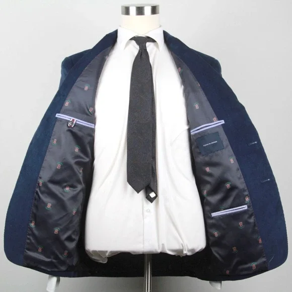 Tommy Hilfiger Mens Modern Fit Blue Corduroy Sportcoat Blazer Jacket 40R E05683